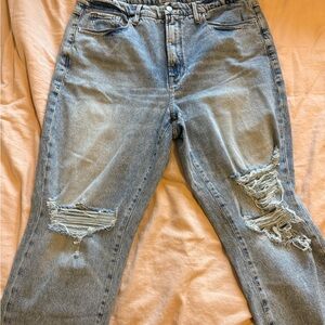 Good American Blue Boyfriend Jeans Distressed